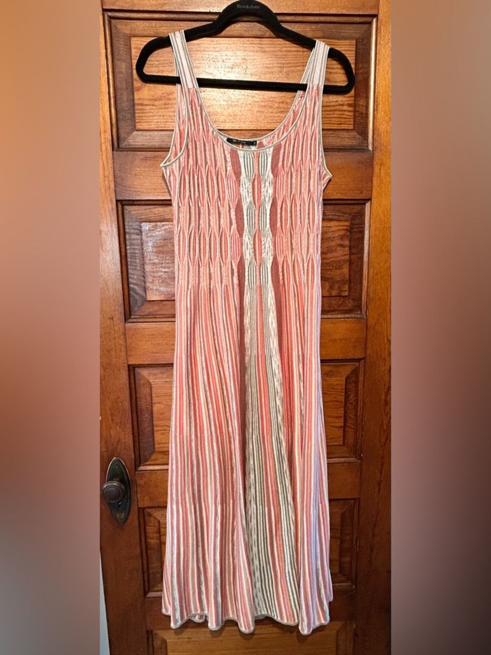 Nic + Zoe Silk Linen Blend Textured Stripe Maxi Dress Size L